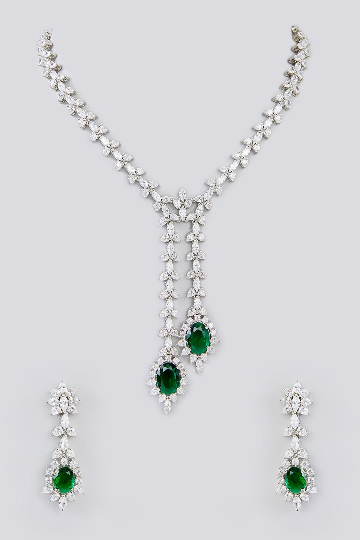 Asymmetric Stone Embellished Necklace Set 