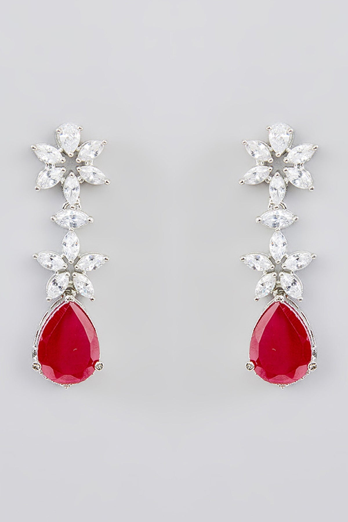 Ruby Stone Embellished Necklace Set 