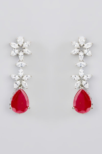 Ruby Stone Embellished Necklace Set 