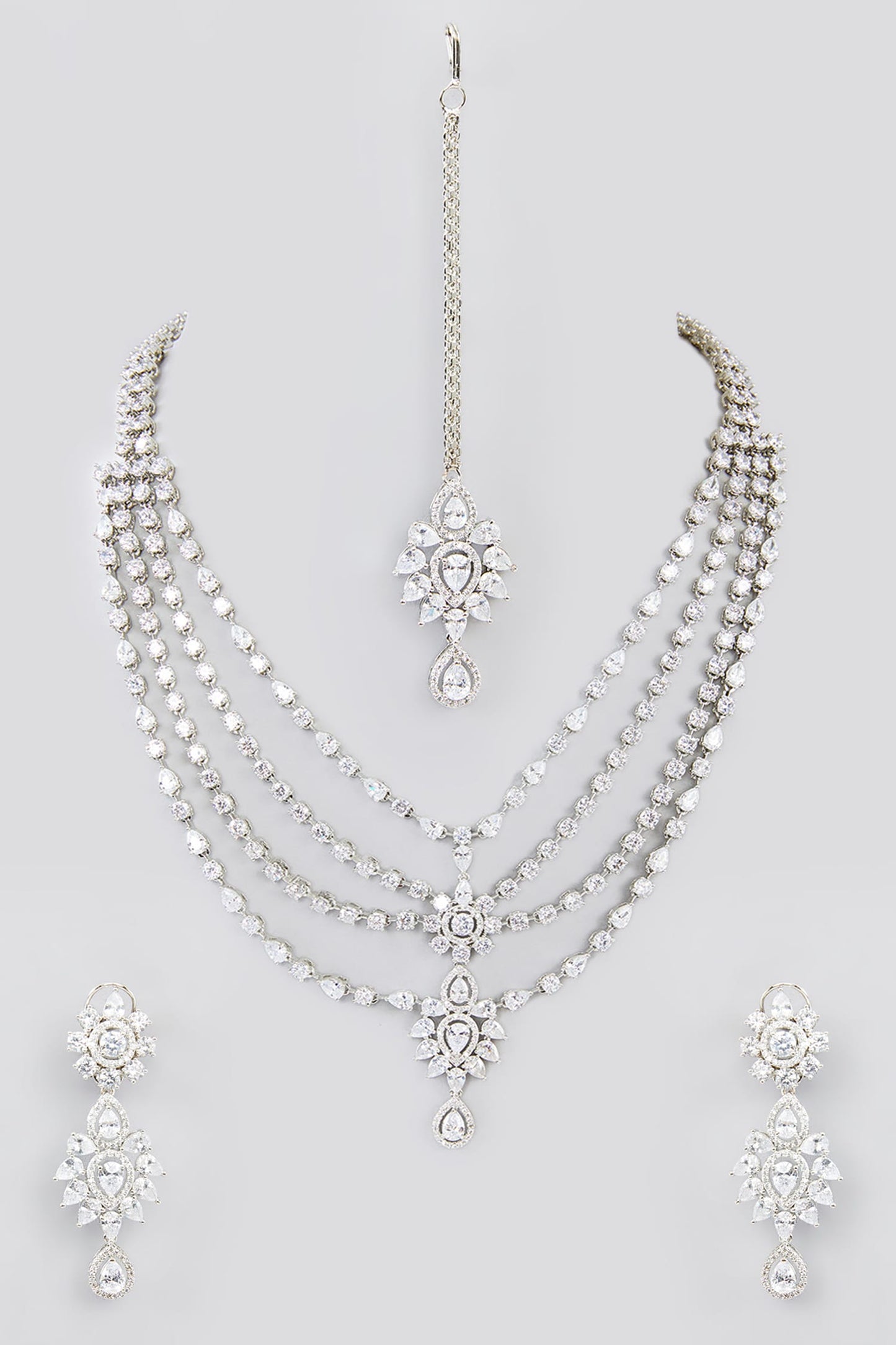 Flower Cutwork Layered Necklace Set 