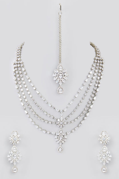 Flower Cutwork Layered Necklace Set 
