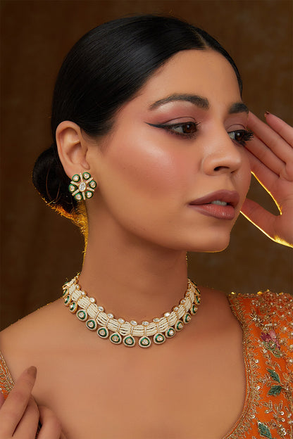 Floret Kundan & Polki Embellished Jewellery Set 