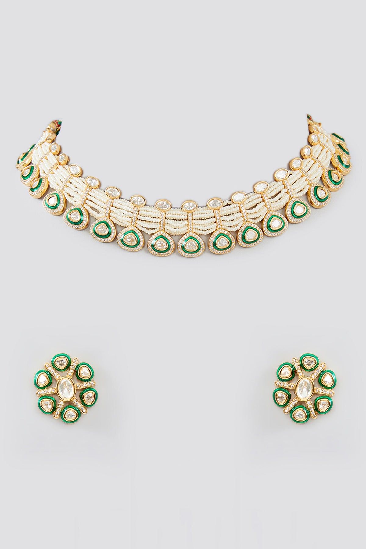 Floret Kundan & Polki Embellished Jewellery Set 