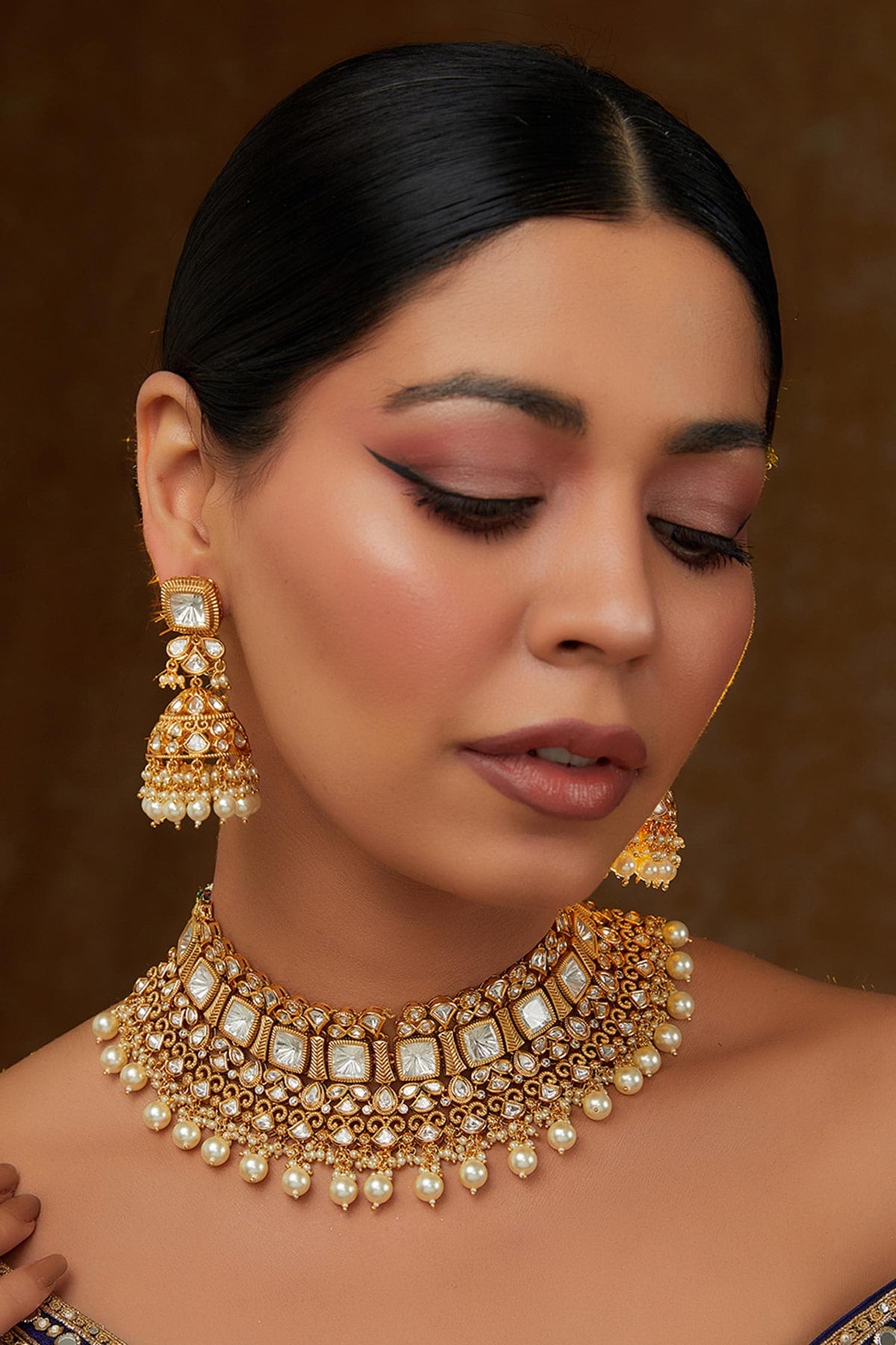 Vine Bloom Kundan Pearl Embellished Jewellery Set 