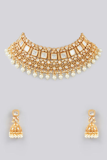 Vine Bloom Kundan Pearl Embellished Jewellery Set 