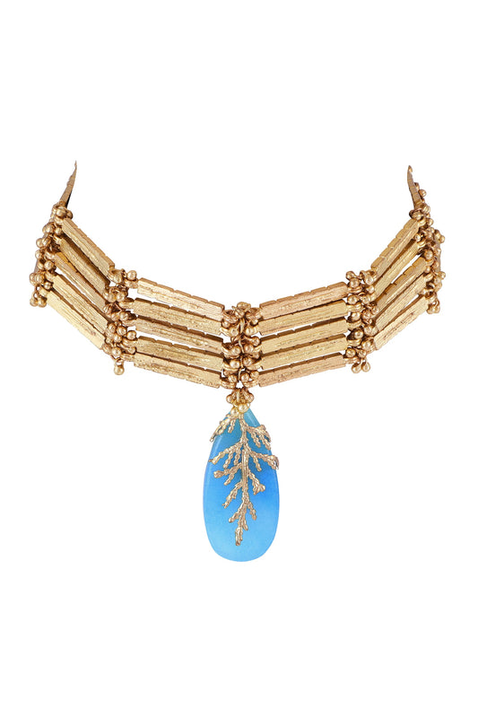Quartz Stone Embellished Choker Necklace 