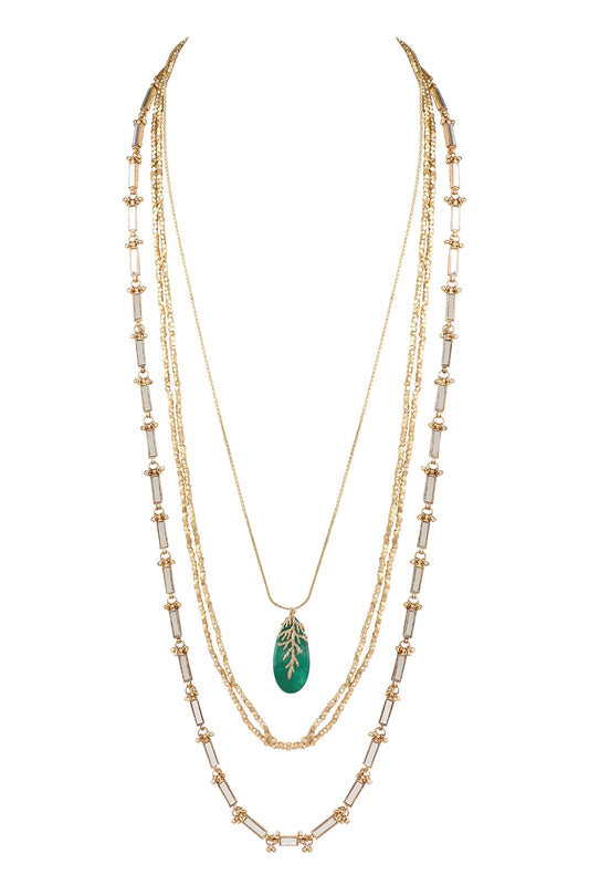 Quartz Stone Layered Necklace 