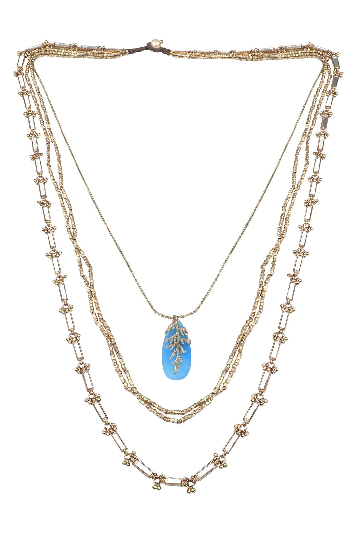 Layered Quartz Stone Embellished Necklace 