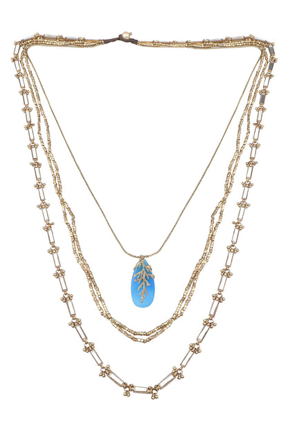 Layered Quartz Stone Embellished Necklace 