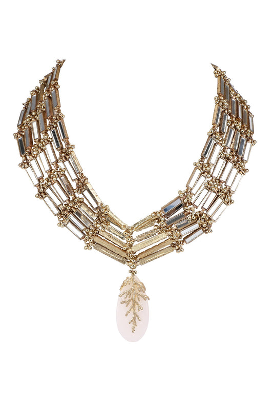 Leaf Stone Qabeela Link Choker Necklace 