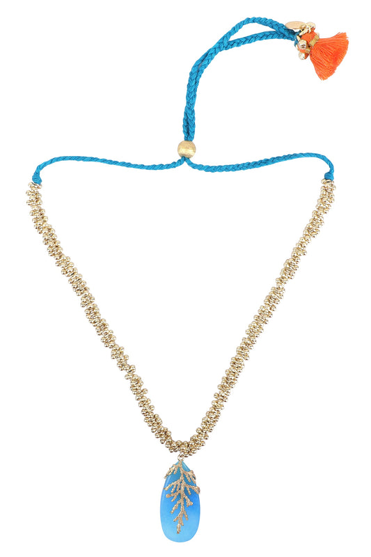 Leaf Stone Embellished Choker Necklace 