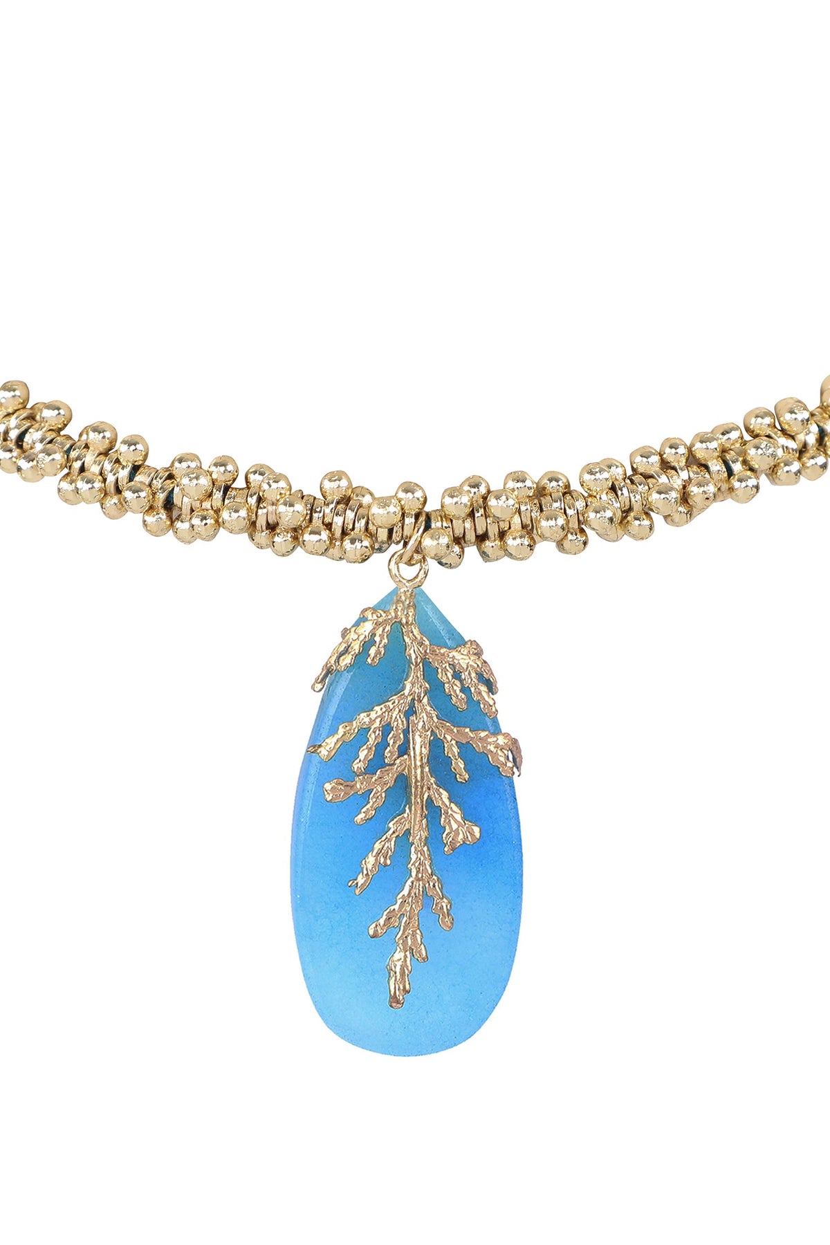 Leaf Stone Embellished Choker Necklace 