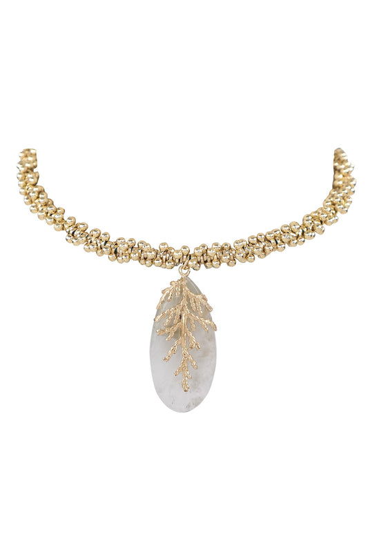 Leaf Stone Embellished Choker 
