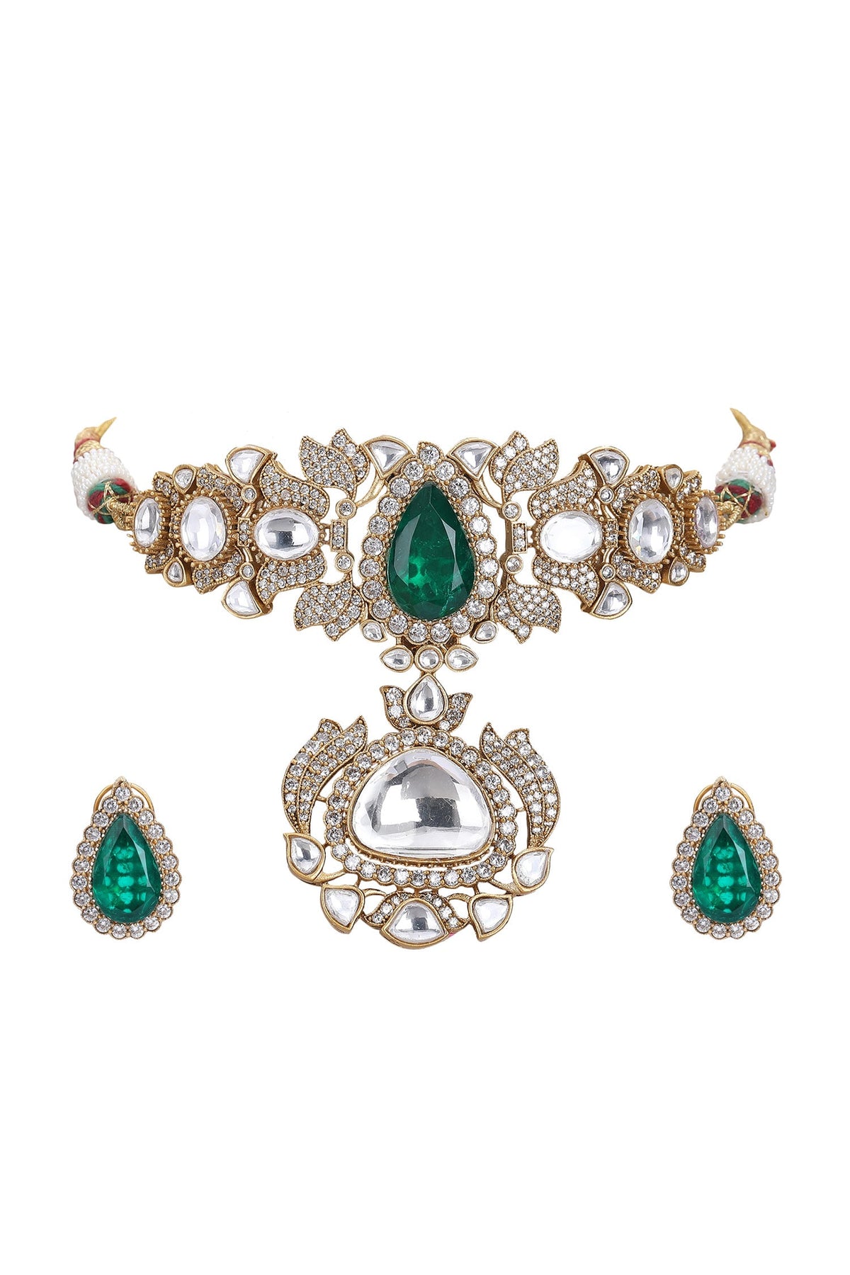 Kundan Embellished Pendant Choker Set 