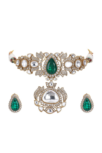 Kundan Embellished Pendant Choker Set 