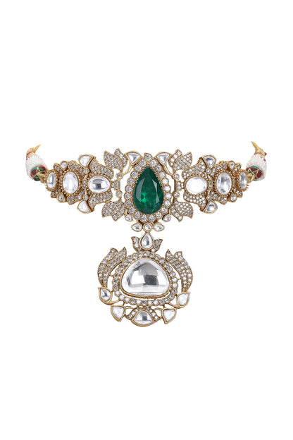 Kundan Embellished Pendant Choker Set 