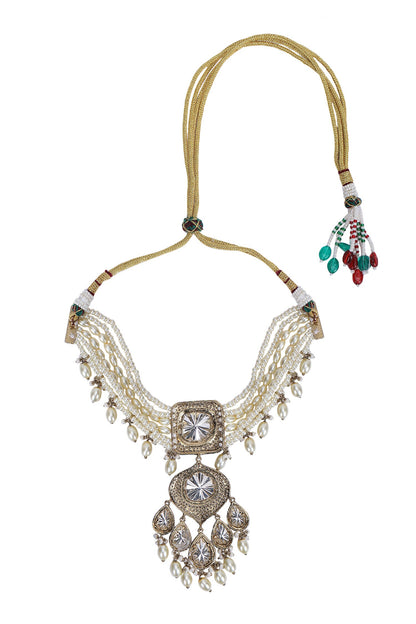 Zirconia Embellished Pendant Choker Set 