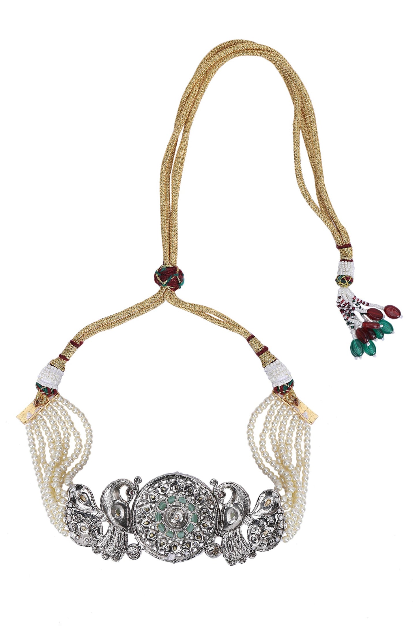 Peacock Carved Pendant Choker Set 