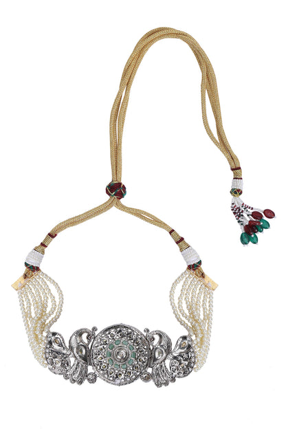 Peacock Carved Pendant Choker Set 