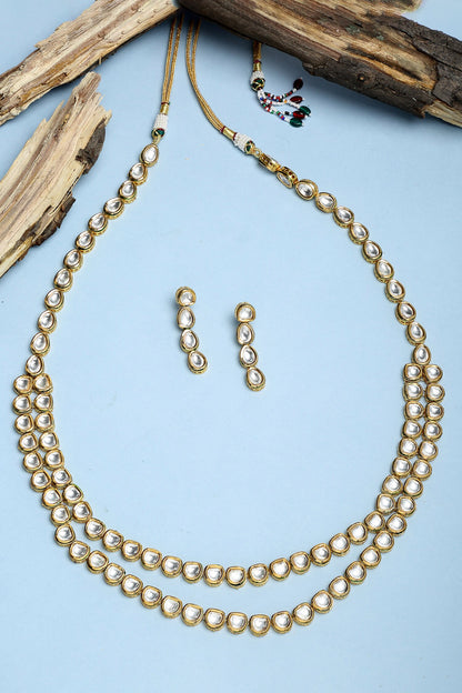 Kundan Hand Embellished Long Necklace Set 