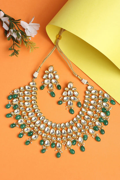 Beads & Kundan Hand Embellished Choker Necklace Set 