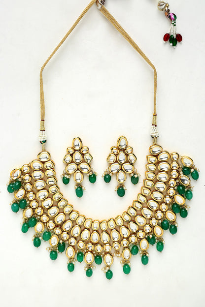 Beads & Kundan Hand Embellished Choker Necklace Set 