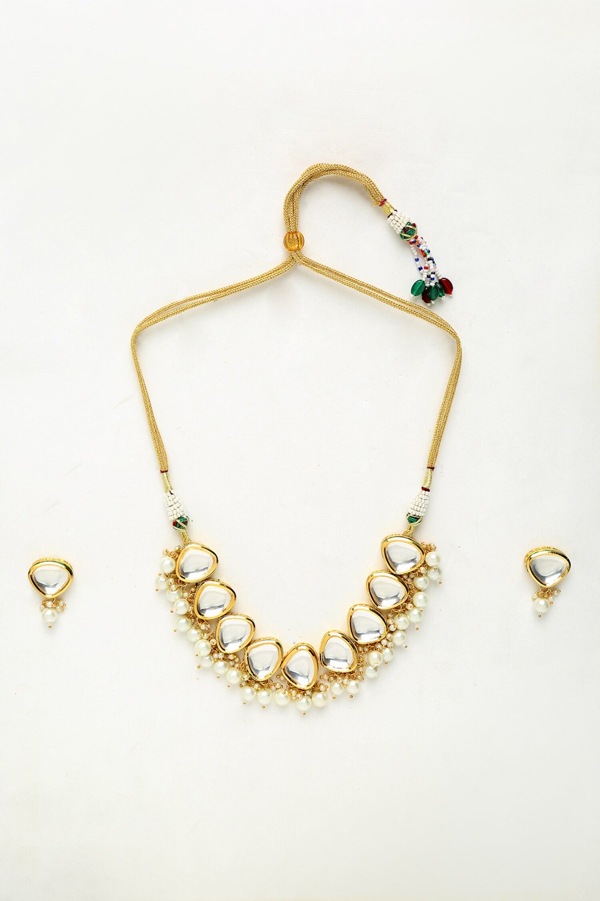 Pearls & Kundan Embellished Choker Necklace Set 