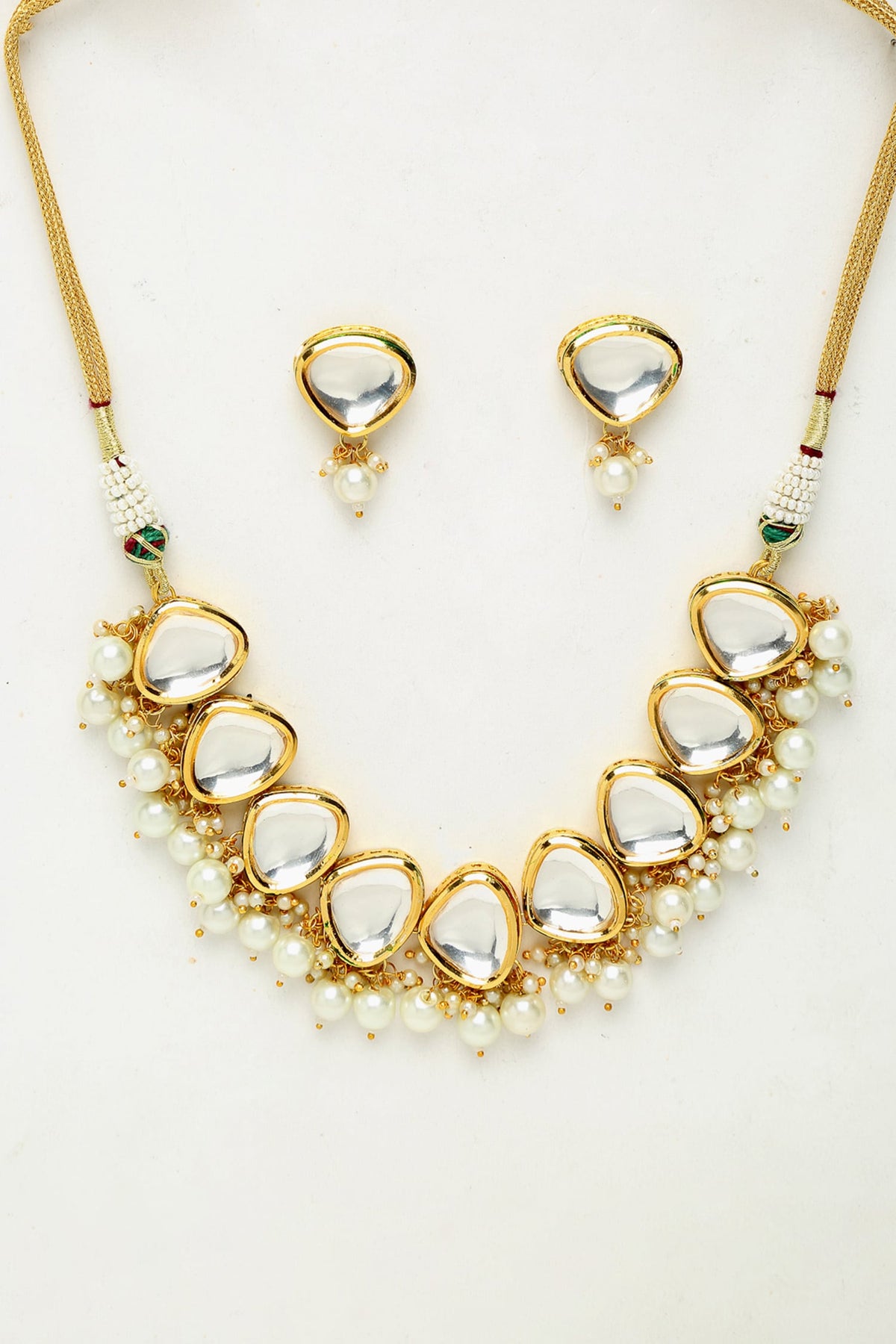 Pearls & Kundan Embellished Choker Necklace Set 