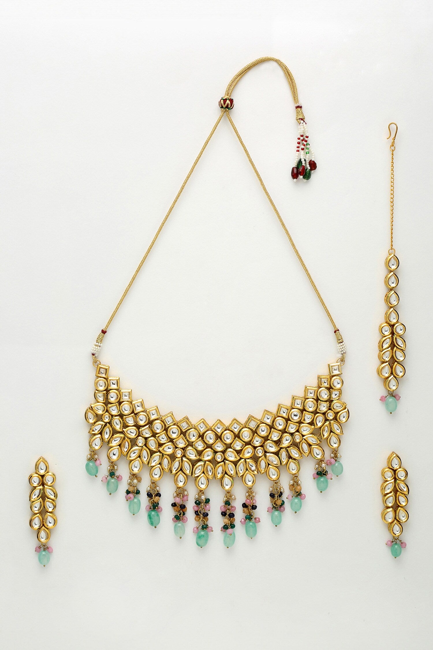 Beads & Kundan Embellished Choker Necklace Set 