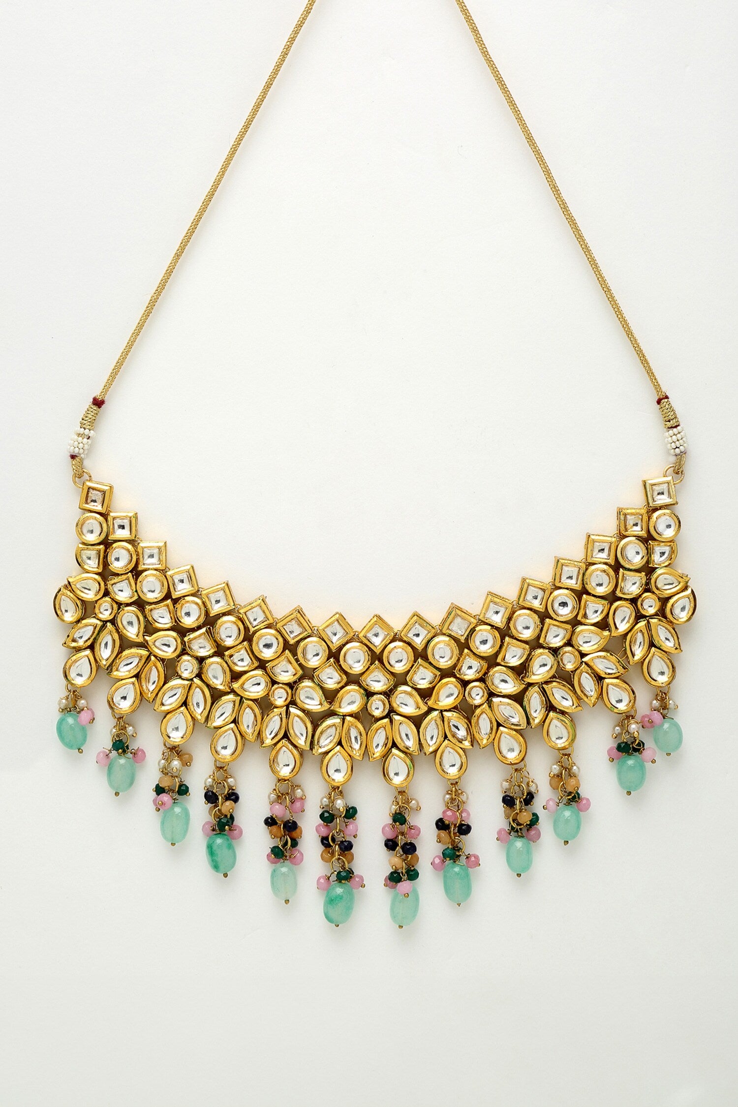 Beads & Kundan Embellished Choker Necklace Set 