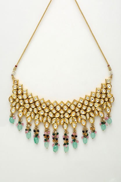 Beads & Kundan Embellished Choker Necklace Set 