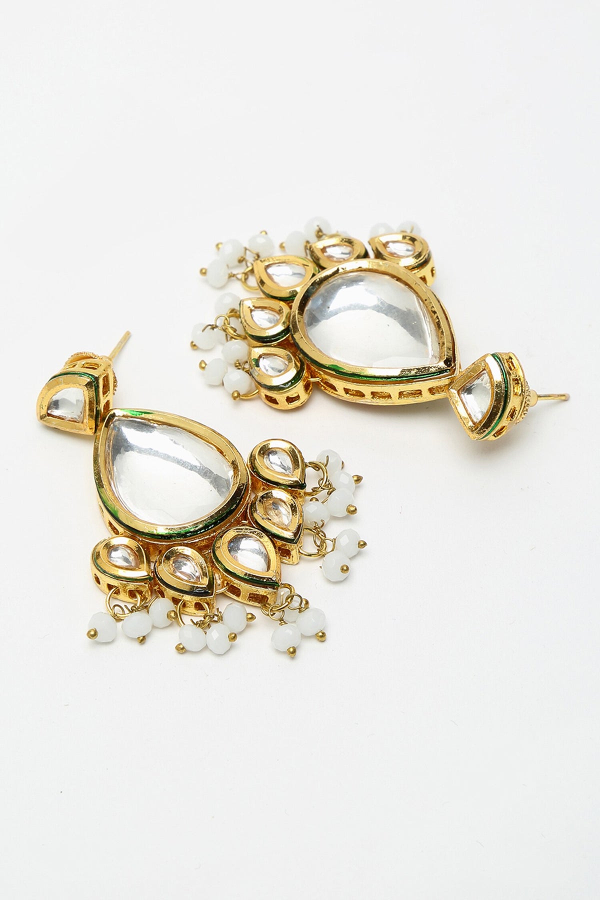 Beads & Kundan Embellished Long Pendant Necklace Set 