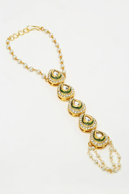Pearls & Kundan Hand Embellished Hand Harness - Set Of 2 