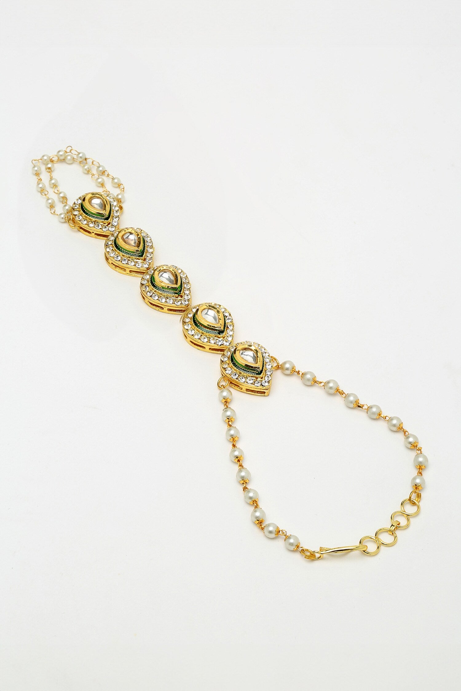 Pearls & Kundan Hand Embellished Hand Harness - Set Of 2 