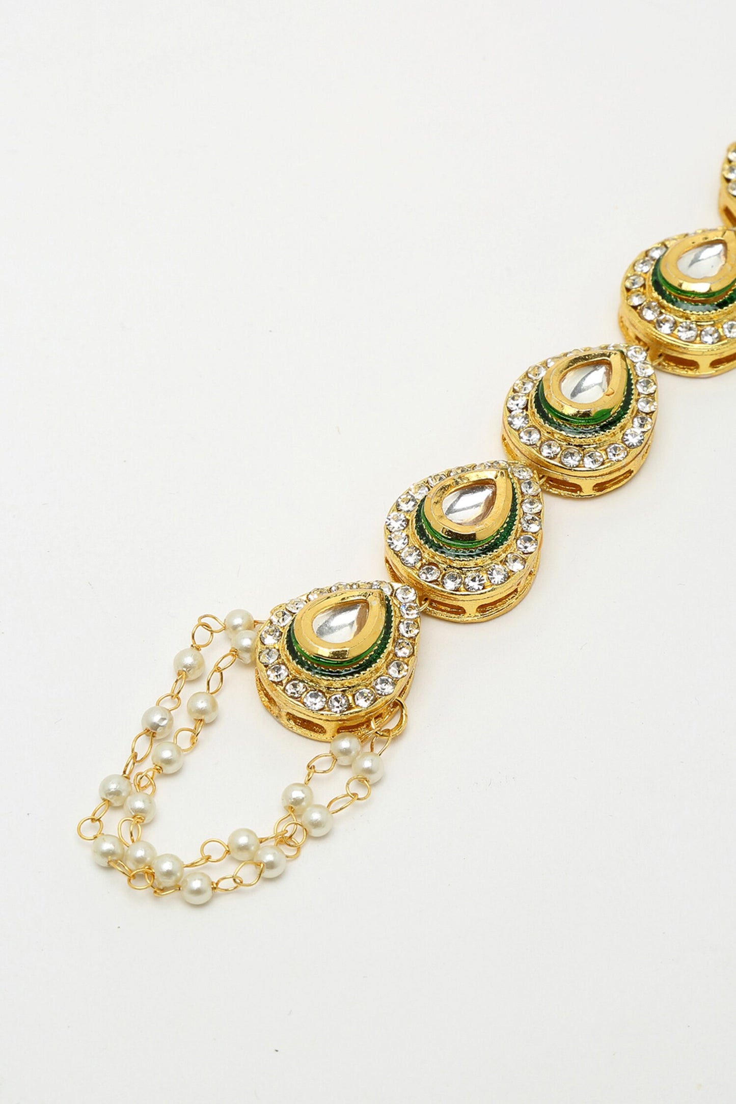 Pearls & Kundan Hand Embellished Hand Harness - Set Of 2 