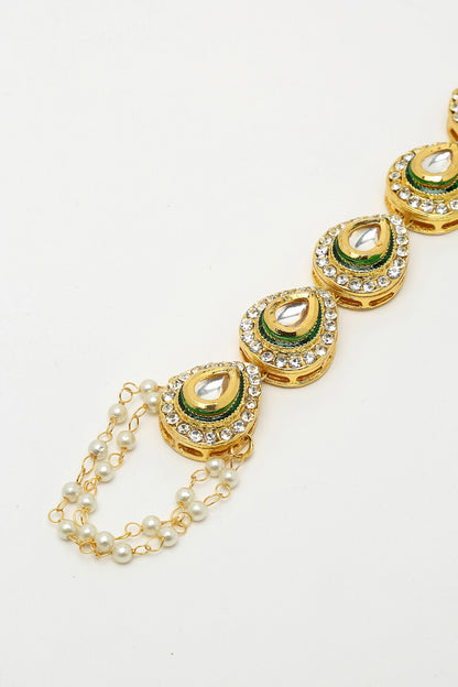 Pearls & Kundan Hand Embellished Hand Harness - Set Of 2 