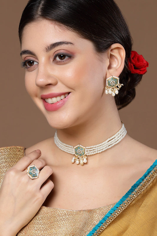 Meenakari Floral Cutwork Choker 