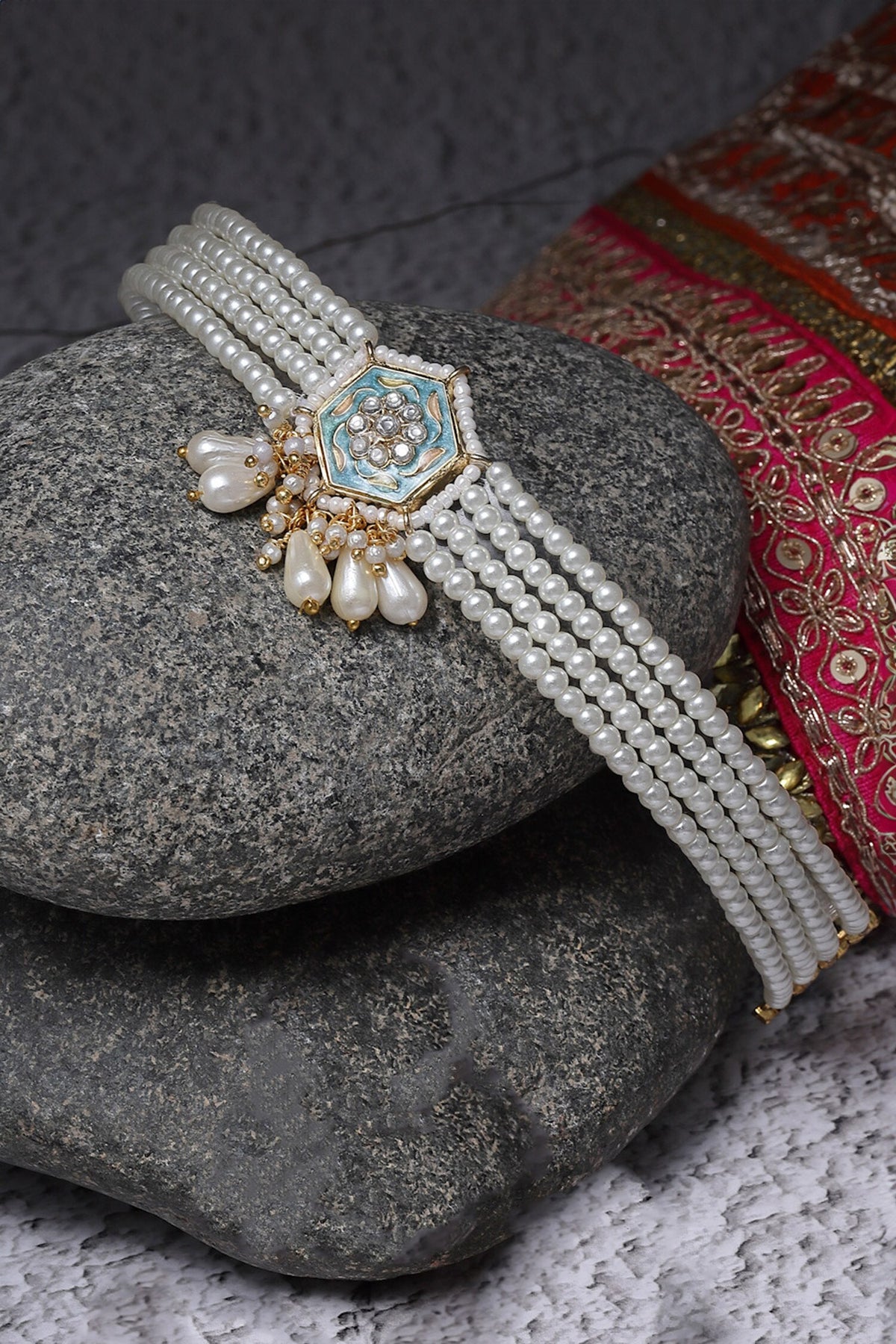 Meenakari Floral Cutwork Choker 