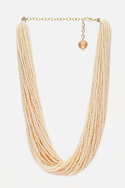 Layered Pearl Embellished Necklace 