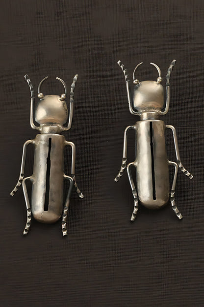 Bug Carved Long Earrings 