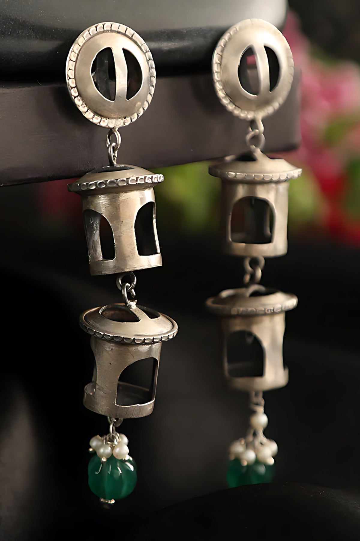 Onyx Stone Embellished Earrings 