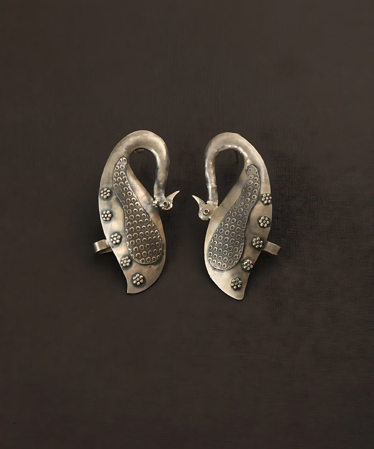 Peacock Carved Stud Earrings 
