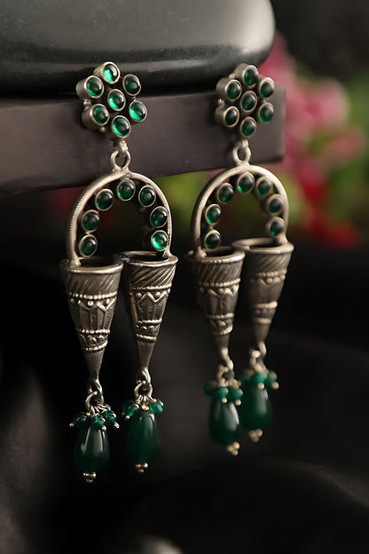 Onyx Studded Dangler Earrings 