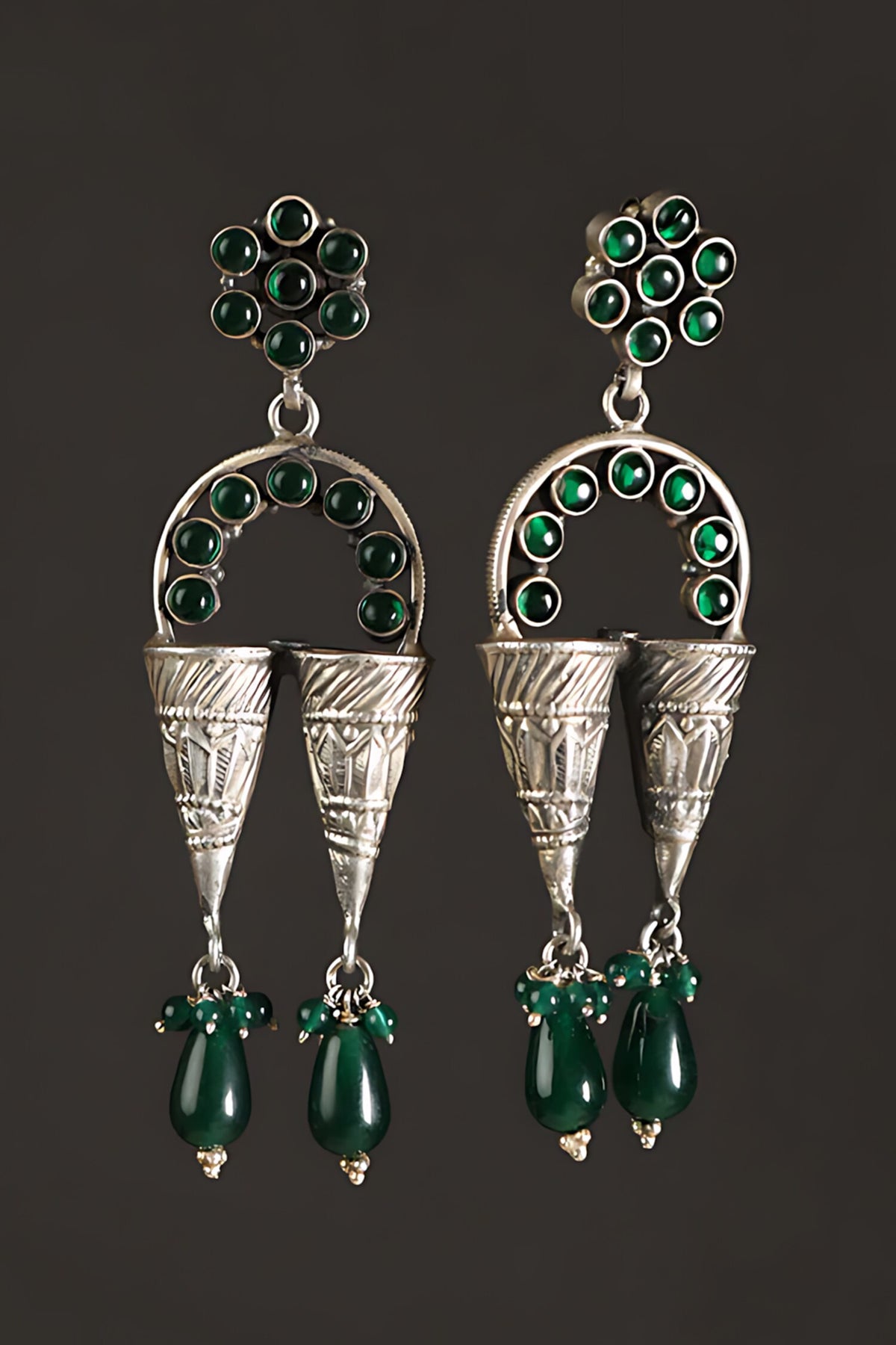 Onyx Studded Dangler Earrings 