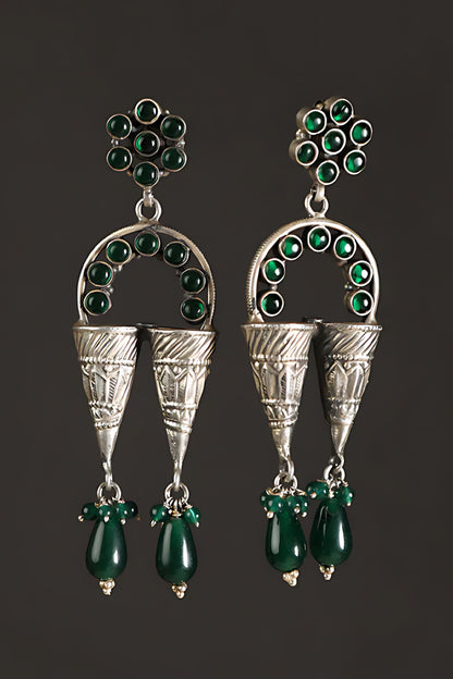 Onyx Studded Dangler Earrings 
