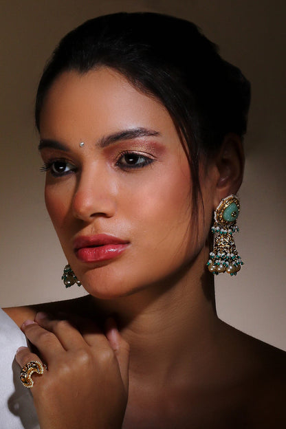 Kundan & Pearl Embellished Jhumkas 