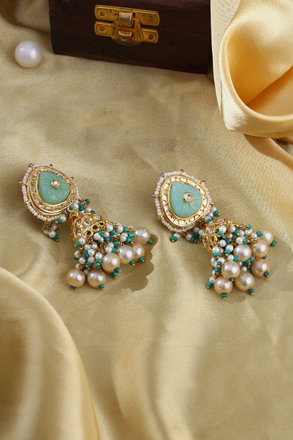 Kundan & Pearl Embellished Jhumkas 