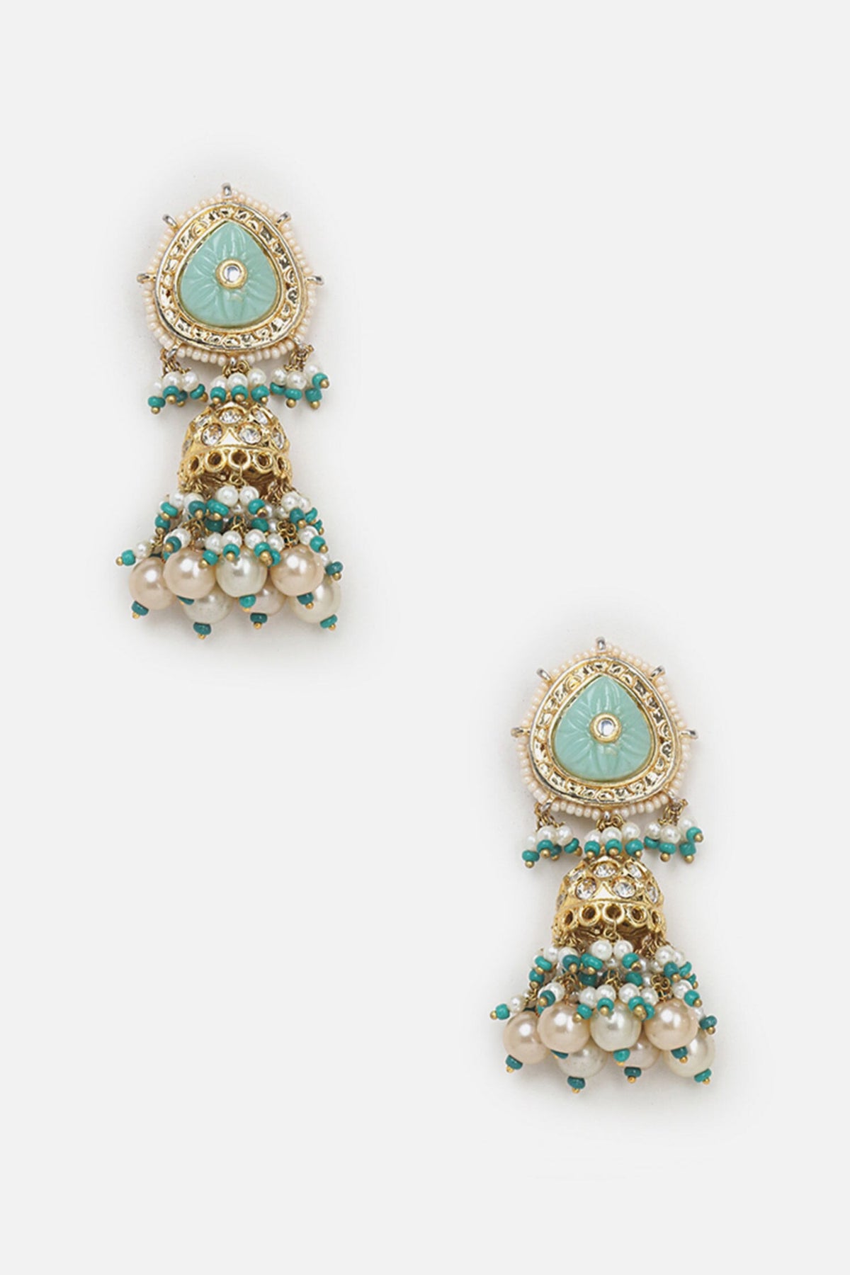 Kundan & Pearl Embellished Jhumkas 