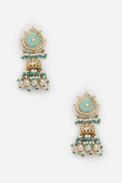 Kundan & Pearl Embellished Jhumkas 