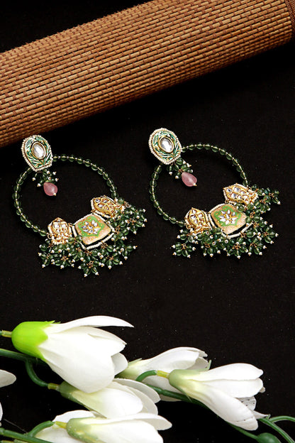 Kundan & Natural Stone Hoops 